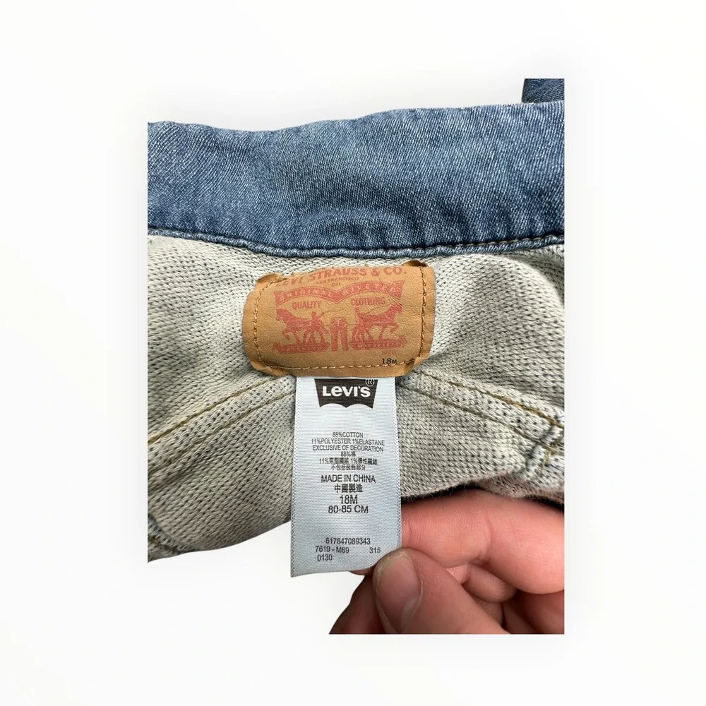 Levi's Denim Jacket Unisex‎ 18M Blue Trucker Classic Stretch Jersey Lined